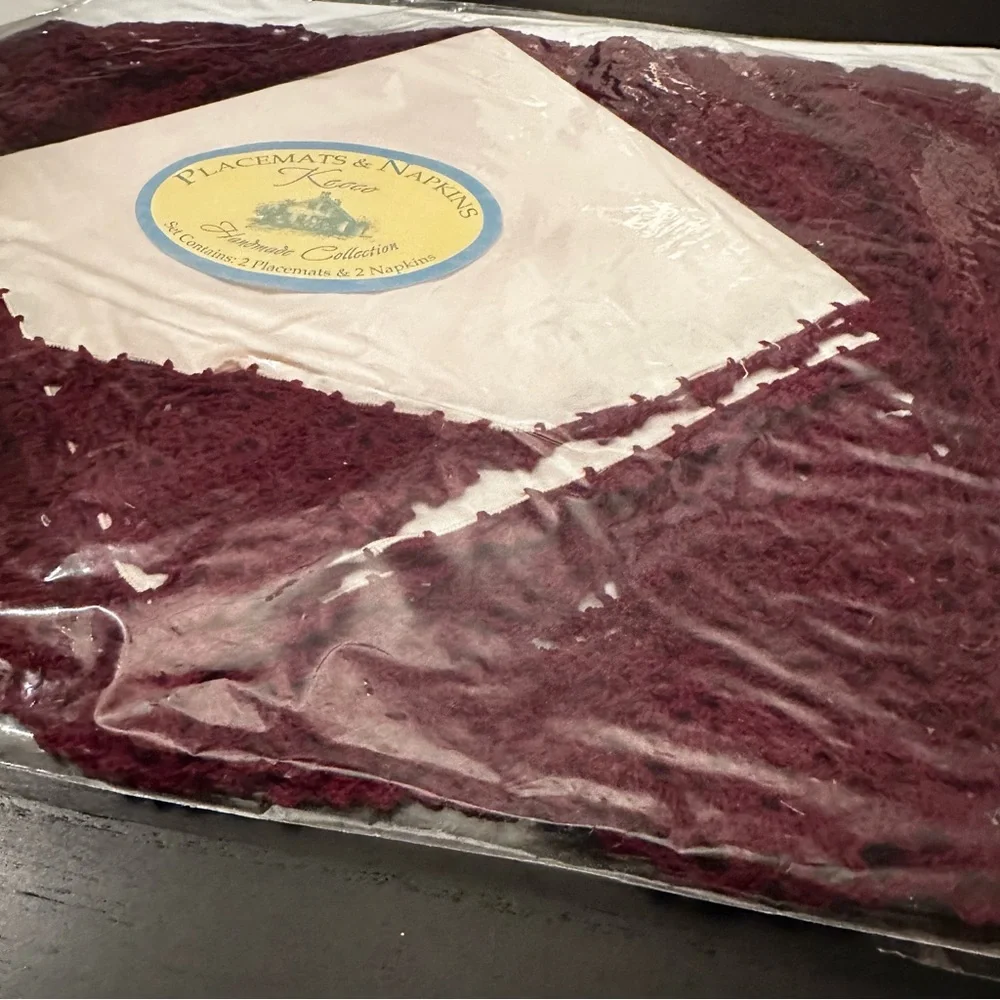 Vintage Keeco Placemats And Napkins Wine Burgundy Set Of 2 SEALED